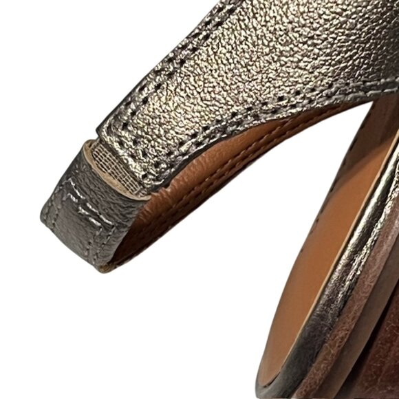 LUCKY BRAND Safello Leather d'Orsay Pewter Asymmetric Slingback Sandals  Size 9 - Picture 12 of 15